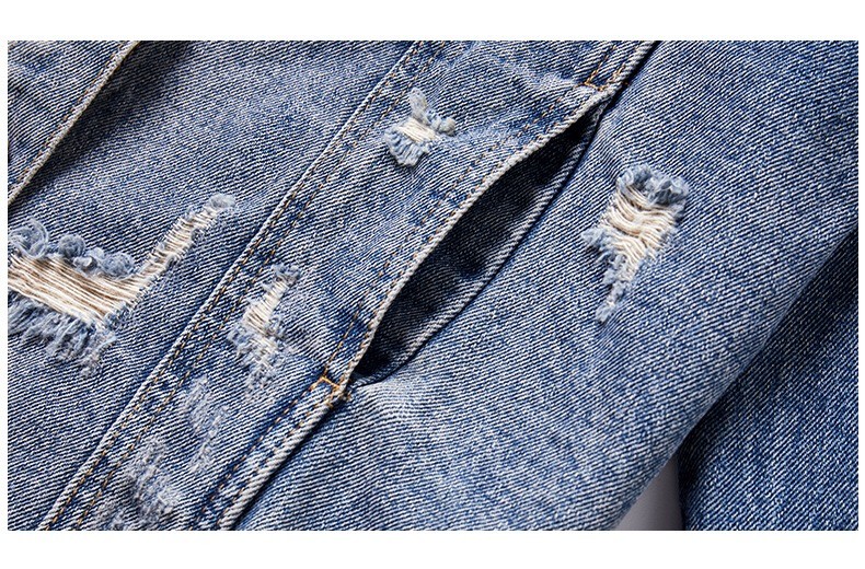 BEIANJI Irregular Ripped Denim Top Heavy Industry Nail Bead
