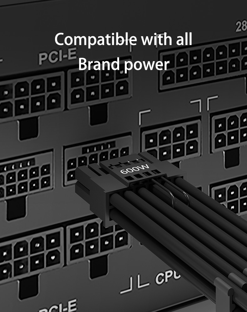 12VHPWR GPU Power Supply Sleeved PSU Extension Cable Kit ATX 3.0 PCIE 5.0 600W