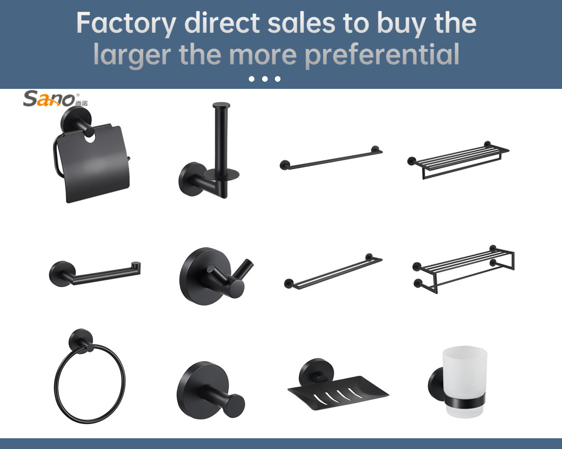 Matte Black 10 Piece Bathroom Hardware Sets Stainless Steel 304 Durable