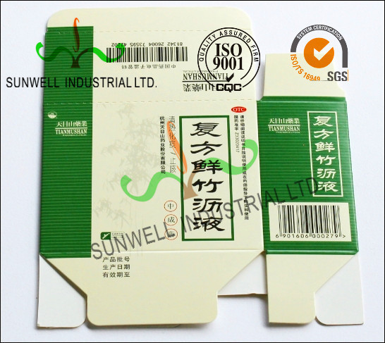 Recycled Medicine Packaging Box With Barcode White Color Glossy Finished