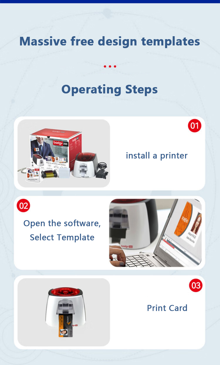 Evolis Badgy 100/200 Printer Thermal Direct Printing PVC ID Card Printer With Single Side