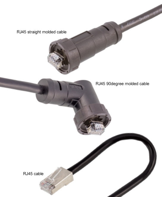 Network 8 Pin Waterproof Rj45 Jack Plastic Straight Male To Female Rj45 Molded Cable