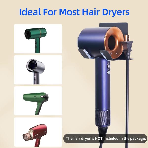 Upgrade Stainless Blow Dryer Holder Fabric Type Hair Dryer Hook Wall Mounted Organizer