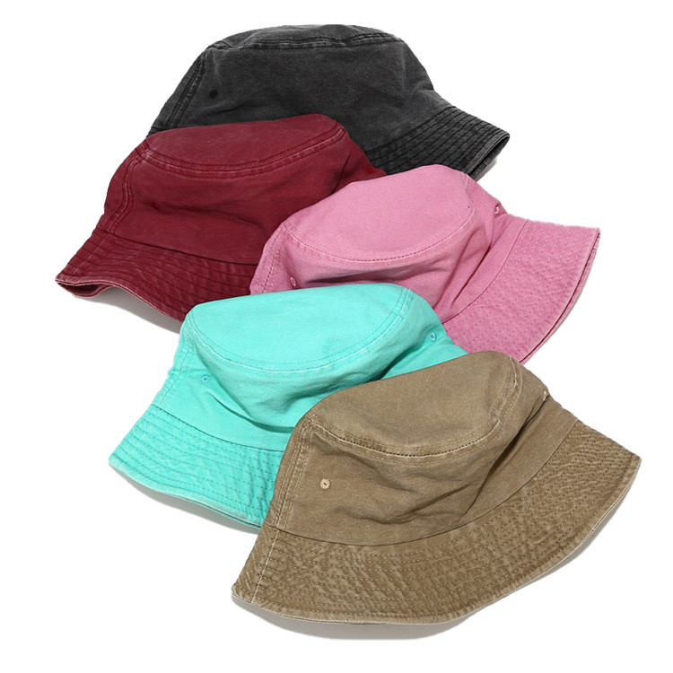 Foldable Plain Fisherman Bucket Hat Washed Cotton Denim cap Unisex For Outdoor