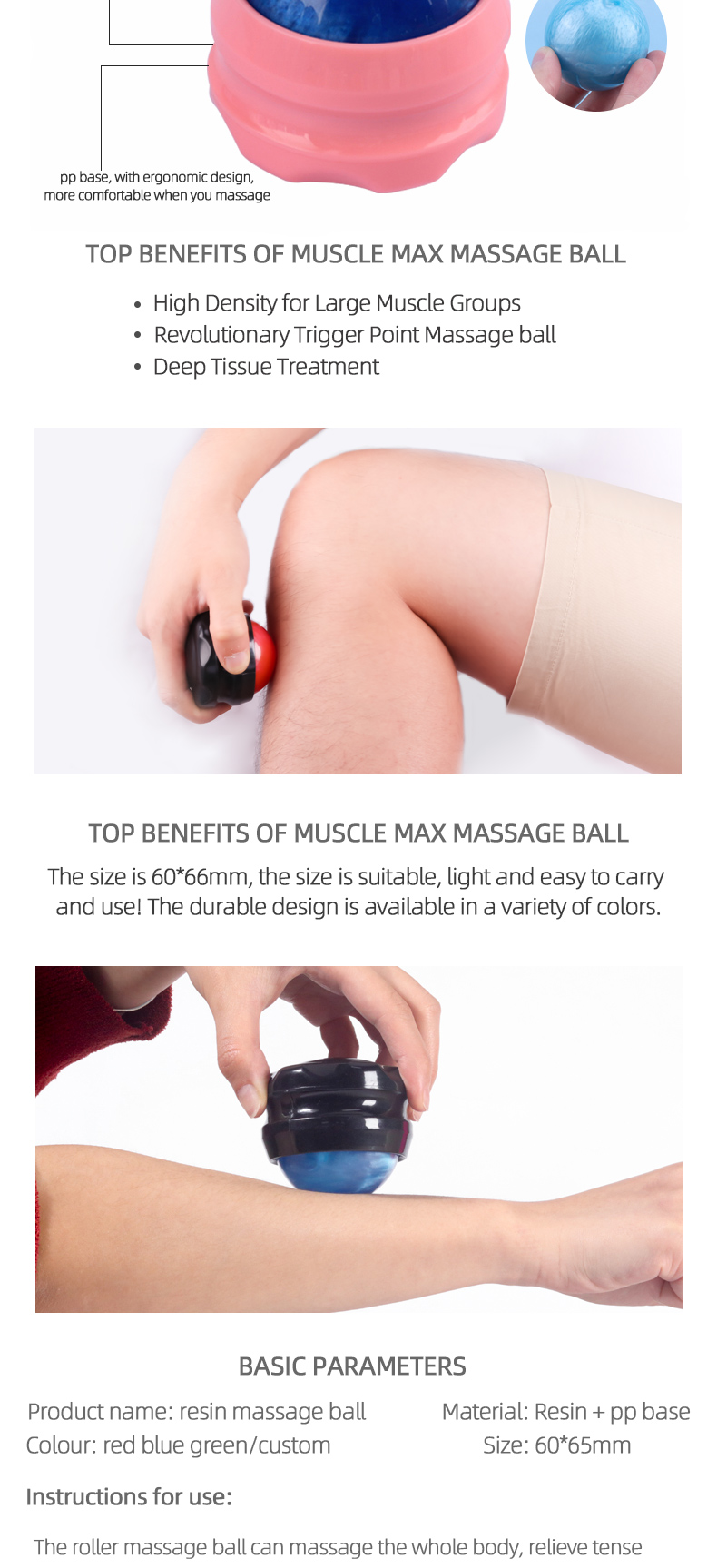 Body Back Manual Massage Roller Ball Easy Carry Customized