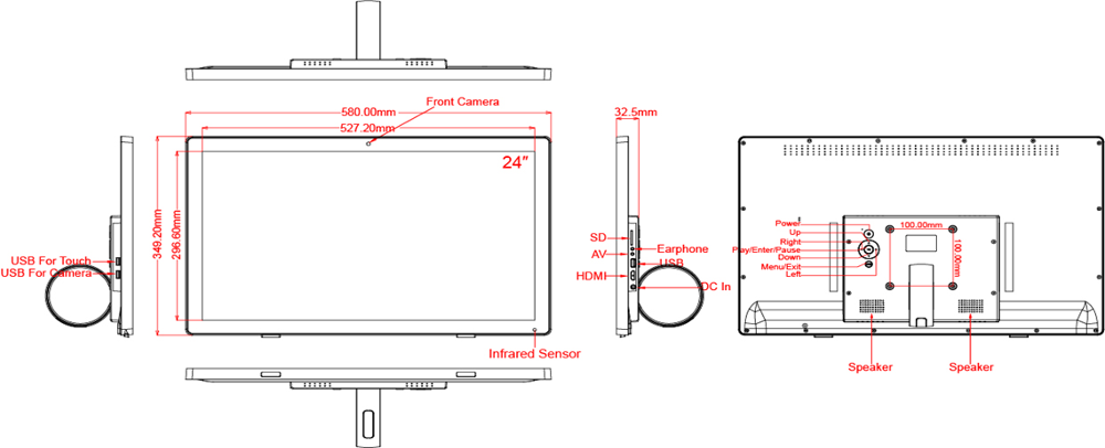 24 Inch Capacitive Touch TV Screen Monitor With Camera