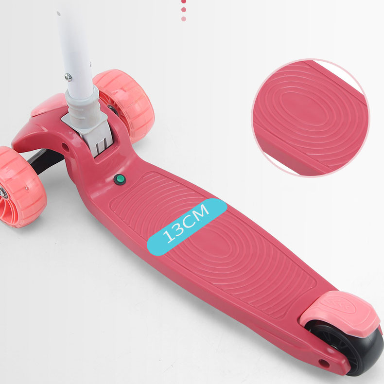 Metal Tricycle Style Kick Scooter for Children Ages 3-12 Adjustable Height Wheels