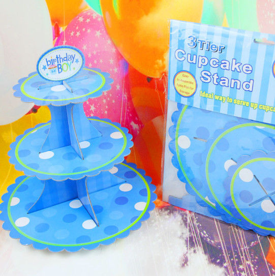 Party Children's Birthday Decoration Paper Blue Petal Folding Cake Stand Three-layer Paper Crafts Factory Wholesale
