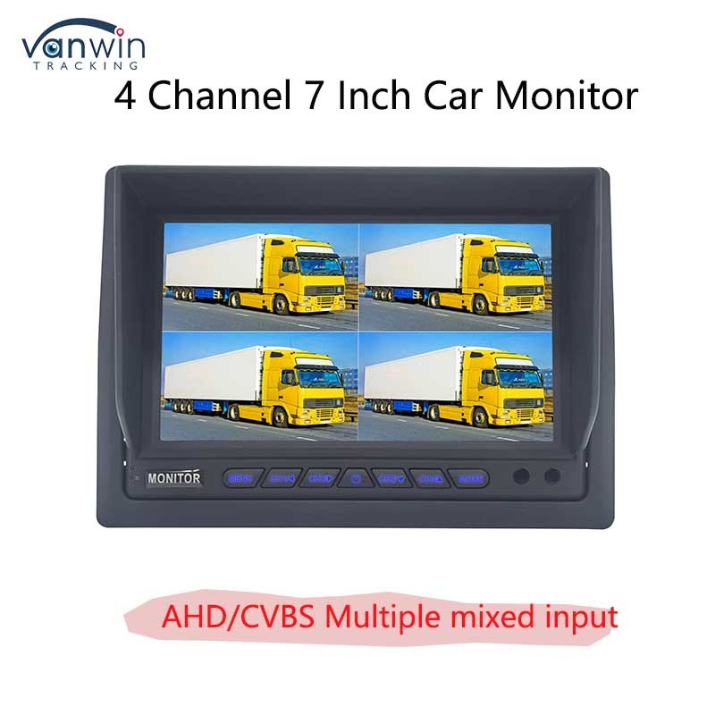 AHD/CVBS Multiple Video Mixed Input 4 Channel 7 Inch Split Display Car Monitor For Vehicle