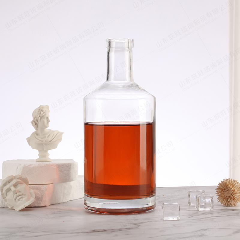 Body Material Glass Round Empty Bottle for Wine Gin Rum Brandy Vodka Liquor 750ml 500ml