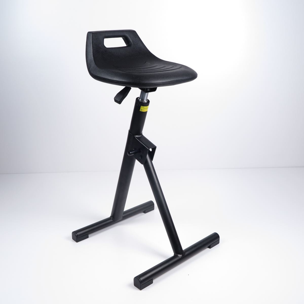 Black Polyurethane Seat Stand Stool Herringbone Fixed Foot Support Work Chair