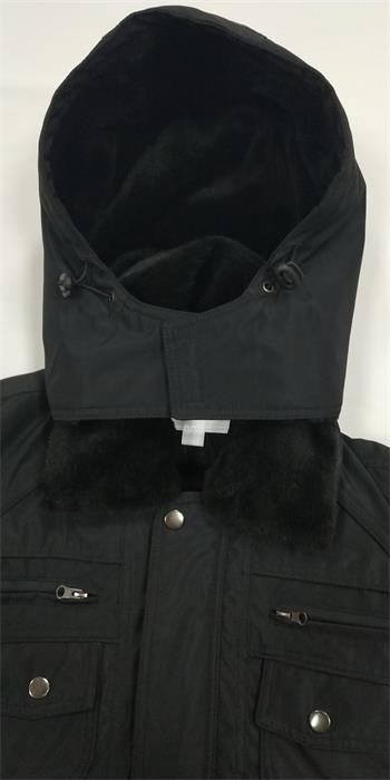 Lightweight Mens Hooded Padded Jacket Black Mid Length Padded Coat