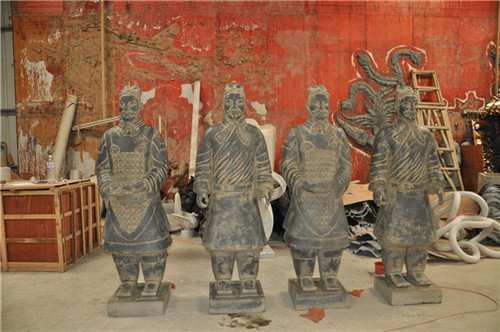 Terracotta Warriors Outdoor Garden Sculptures Fiberglass Life Size Painted