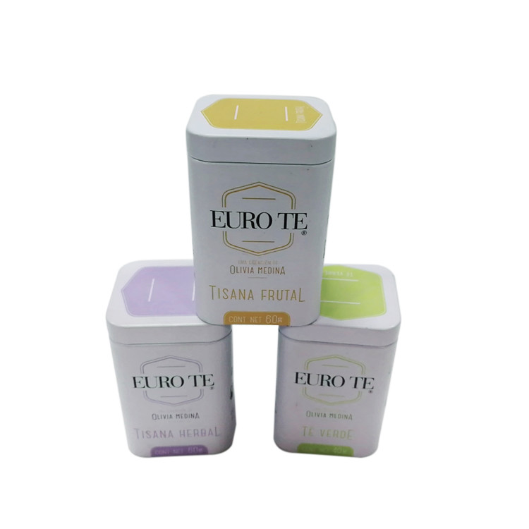 Mini Square Metal Tea Caddy Tin With Plug Lid Tea Tin Packaging