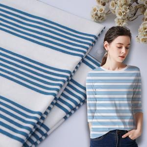 China Smooth Striped Cotton Fabric 225gsm Leisure Wear Soft Material Texture wholesale