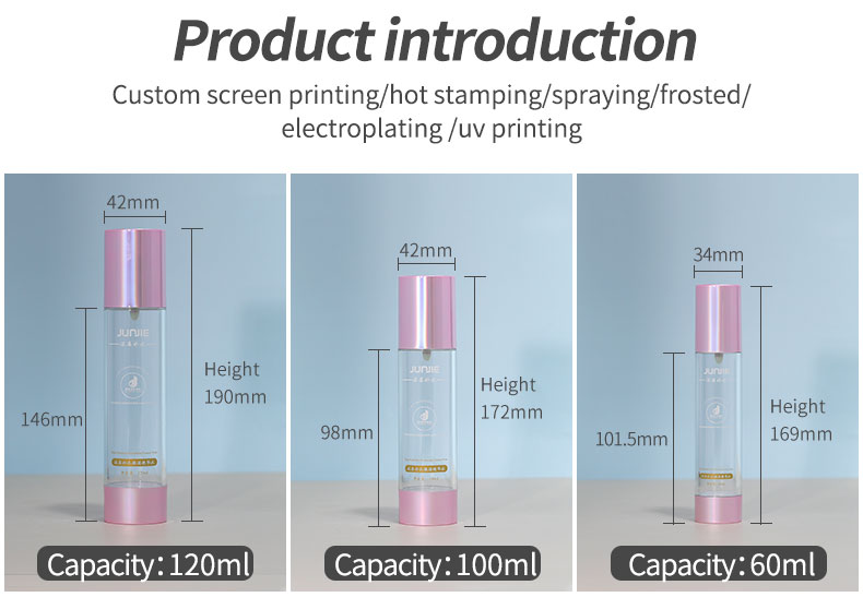 60ml Airless Bottles Pink Essential Oil Spray Bottle Transparent With Customized Logo Printing