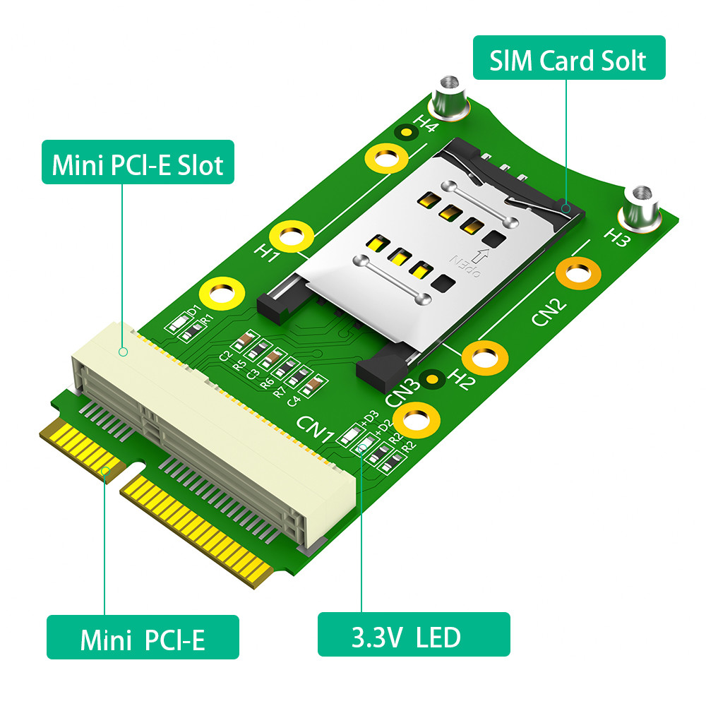 Laptop WWAN LTE Mini PCI-E Adapter With SIM Card Slot
