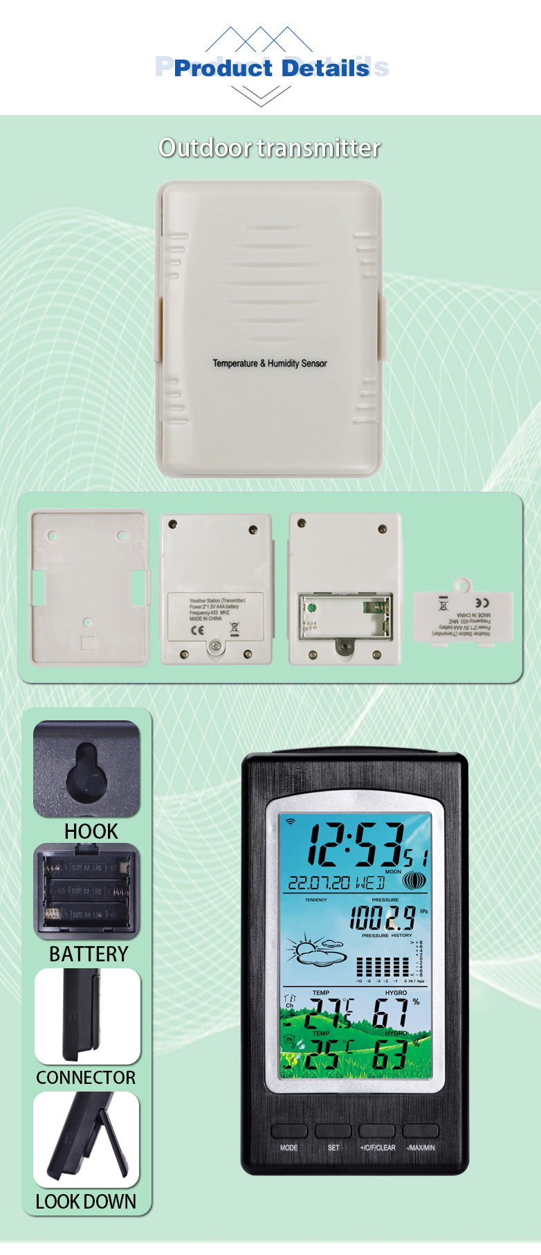 Wireless Weather Station With Precision Temperature And Humidity Meter
