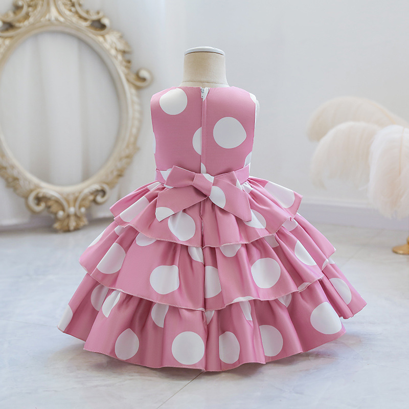 7Y-8Y Kid Polka Dot Princess Birthday Dress 60% Cotton