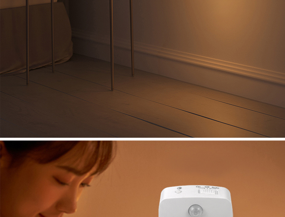 0.8W 30LM Plug In Night Lamp PIR Sensor 100 Degree For Closet Aisle Hallway