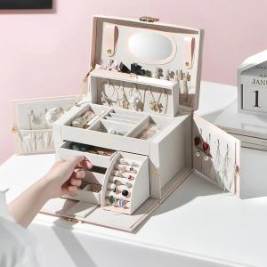 China White Fashion Jewelry Box Display Cases Multipurpose Jewellery Showcase Box wholesale