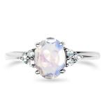 Art Unique 925 Sterling Silver Natural Blue Raw Moonstone Ring Moonstone Jewelry