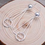 Women Korea Fashion Deometric Drawing 925 Sterling Silver Drop Dangle Earrings