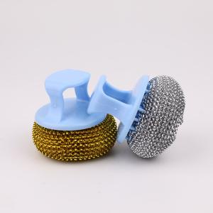 China Custom Kitchen Cleaning Scourer PET Handle Stainless Steel Scrubber wholesale