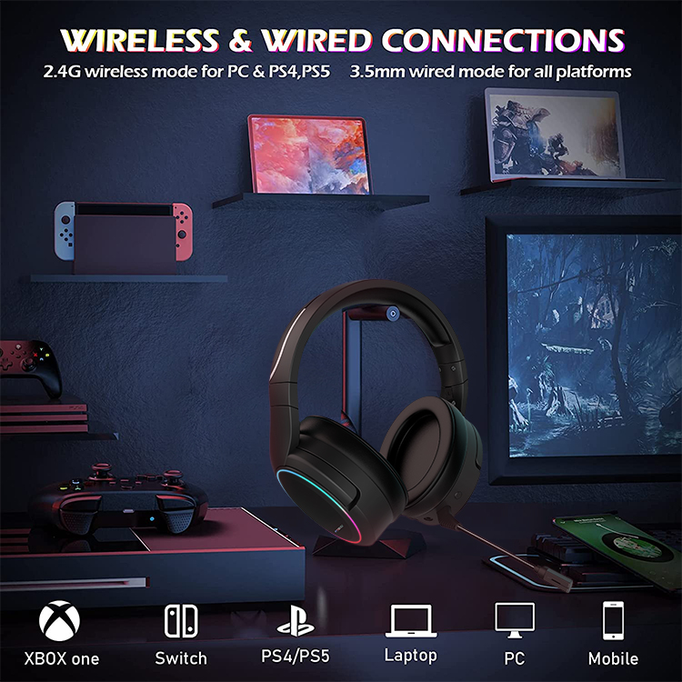 X6 Pro Active Noise Cancelling Gaming Headset Wireless For PC And Mobile Phone