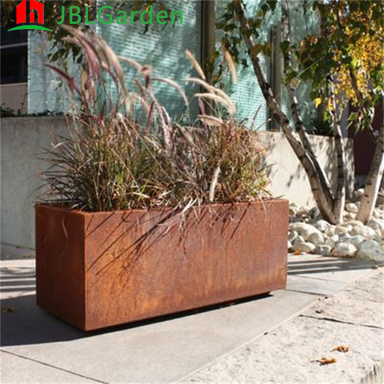 Outdoor Round Flower Planter Pots Corten Steel Material