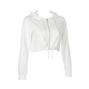 China Manufacturer Women Spring Fall Drawstring Crop Top Sweatshirt Full Zipper Hoodies wholesale