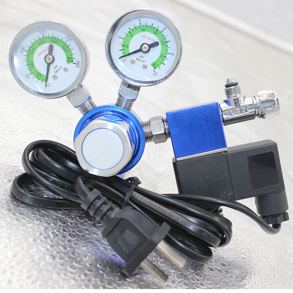 Solenoid Valve Aquariums Co2 Gas Regulator with Output Pressure 3500PSI and Fish Tank