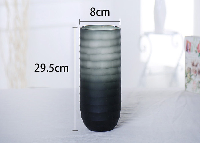 Gradient Gray Decorative Glass Vases Polished Surface Handling