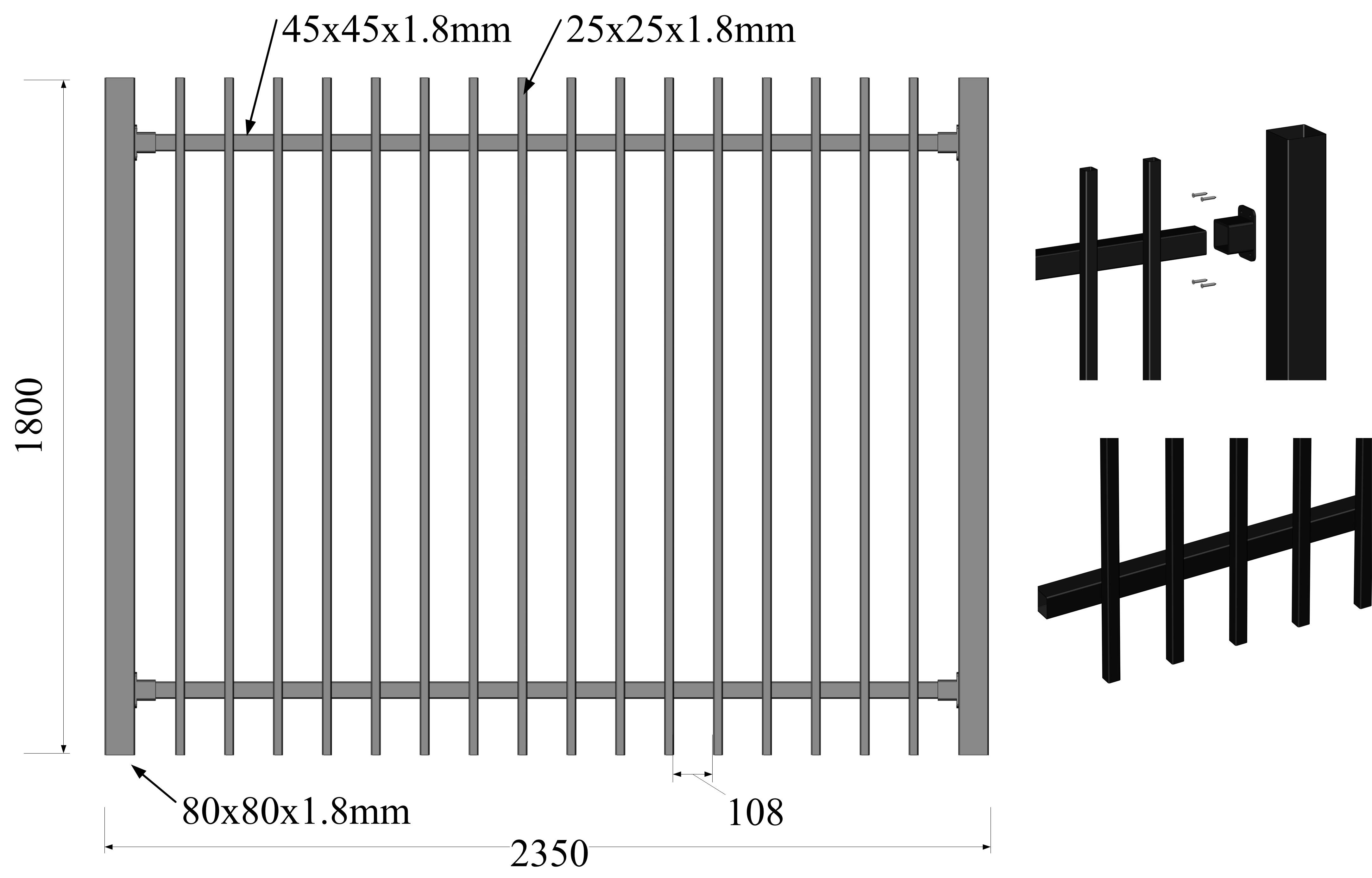 Diplomat Security Fence Panels 2.1m*2.4m powder coated black INTERPON
