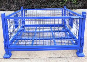 China Wire Metal Cages And Pallets Lockable Stillage With Detachable Doors wholesale