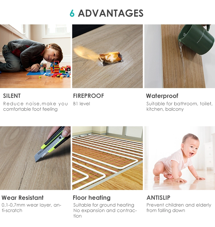 4.0-8.5mm Thickness Stone Polymer Composite Vinyl Flooring for Interior Decoration