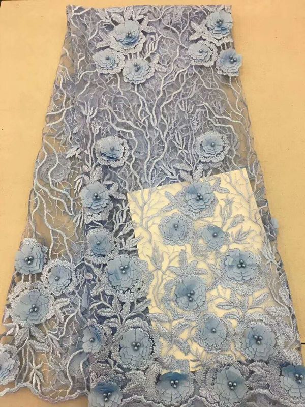 Floral Multi Colored Lace Fabric Beaded Embroidered Mesh Fabric For Fashion Show