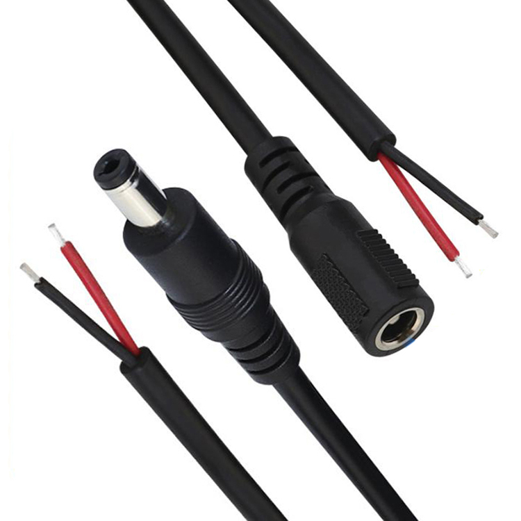 Male Female 5.5x2.1mm 5.5x2.5mm 3.5x1.35mm DC Plug Jack Socket to Open Bare Pigtail Wires End Cable for LED CCTV Security Camera
