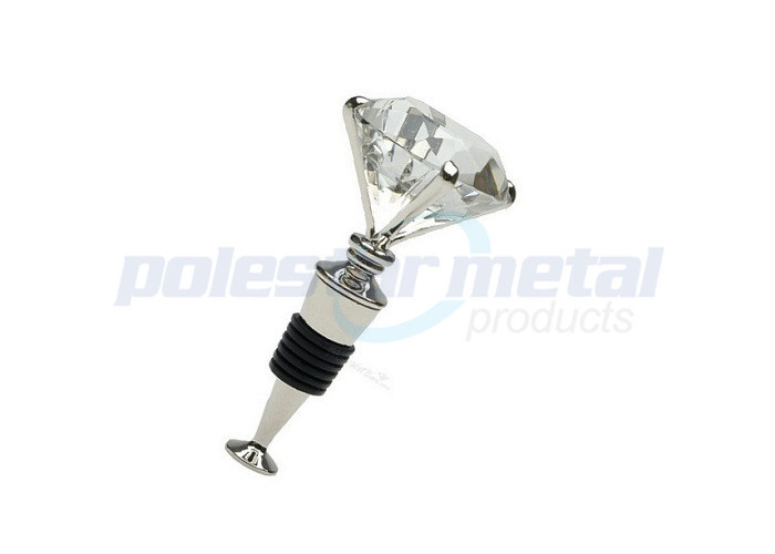 Custom Metal Hardware Pink Crystall Polished Chrome Zinc Alloy Decorative Wine Bottle Stoppers
