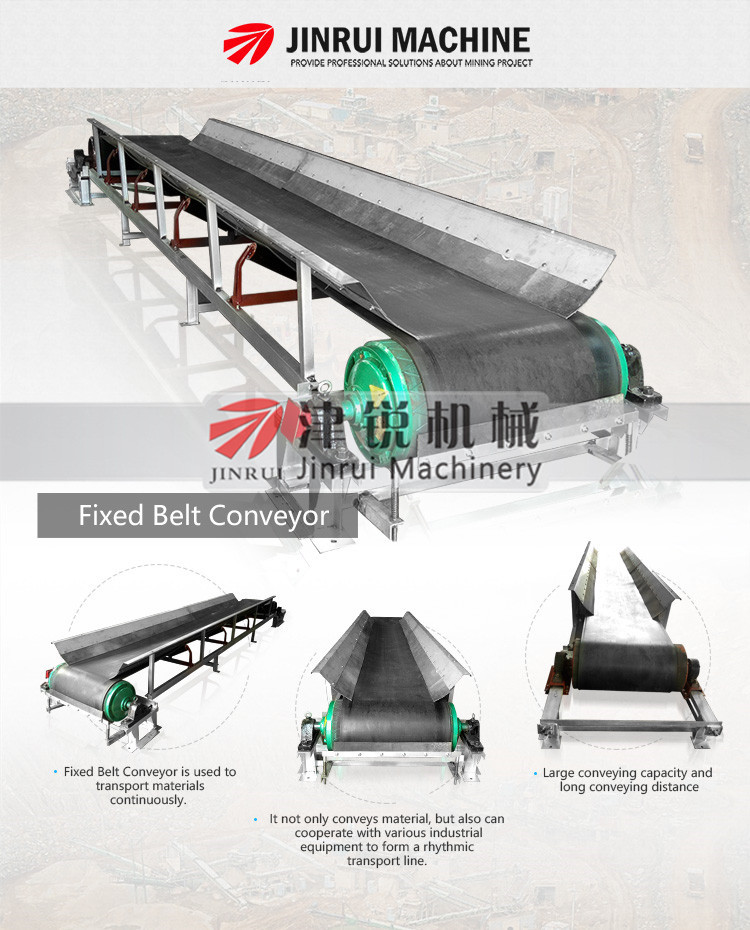 Black Rubber Belting Idler Roller Flat Belt Conveyor For Bulk Material
