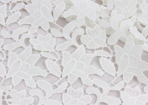 China Scallop Antique Cotton Bridal Lace Fabric , Water Soluble Flower Lace Fabric For Clothing wholesale