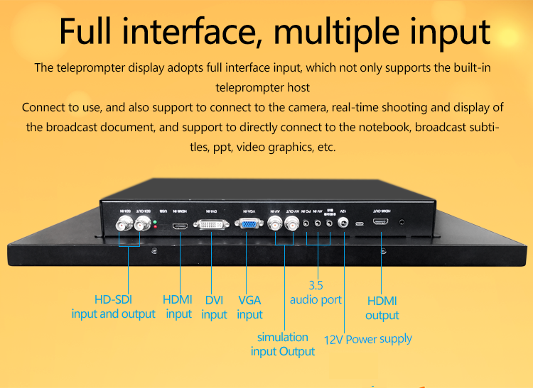 Customizable Font and Background Colors on 1000nit Monitor Teleprompter for TV Studio