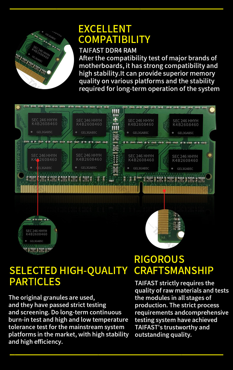 1.35V 2GB Laptop DDR3 Memory Ram 1600mhz 240pin So Dimm Taifast