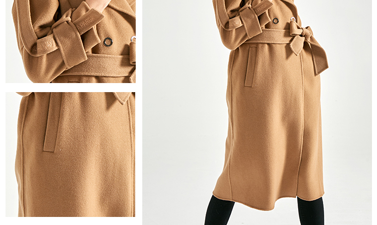 Slim Fit Women's Casual Winter Coats , Camel Wool Jacket For Ladies