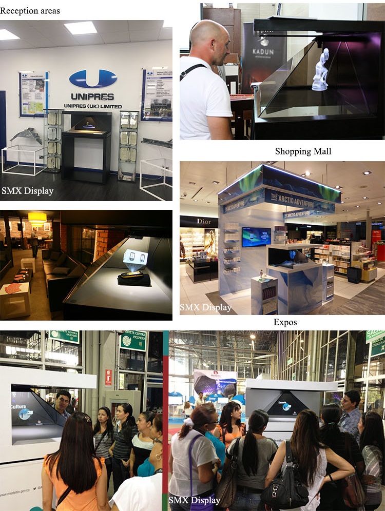 3D Pyramid Holo Display Showcase 360 Degree Hologram Display Box For Advertising