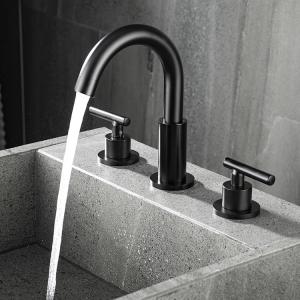 China 8In Widespread Bathroom Sink Faucet Matte Black Centerset Faucet wholesale