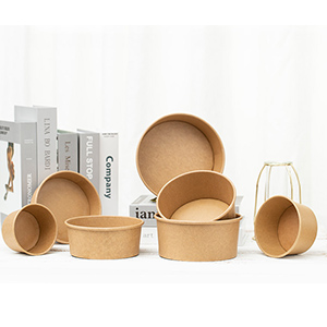 Biodegradable Disposable Kraft Paper Bowls With Lids 32oz