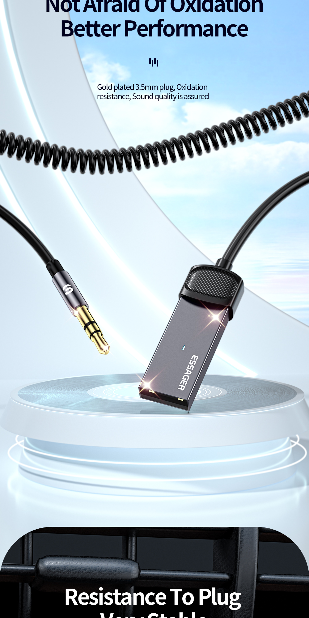 Twill Aux BT Audio Receiver with 3.5mm Audio Cable 3.5mm Aux Audio Converter 3.5mm Jack