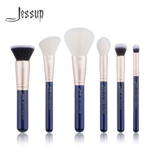 China 6pcs Prussian Blue / Golden Sands Face Makeup Brush Set Angled Blush Finish T488 wholesale