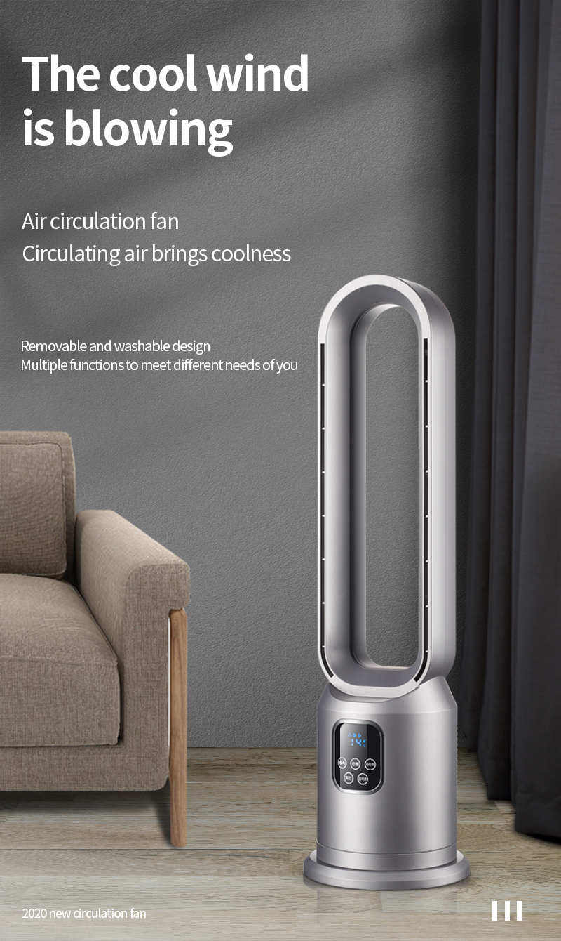 Plastic Standing Tower Air Cooling Home And Office Intelligent Bladeless Leafless Fan